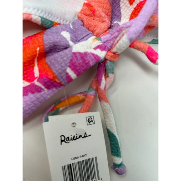 Raisins Luna Pant White Floral Print Bikini Bottoms - Size Large NWT - Picture 7 of 8